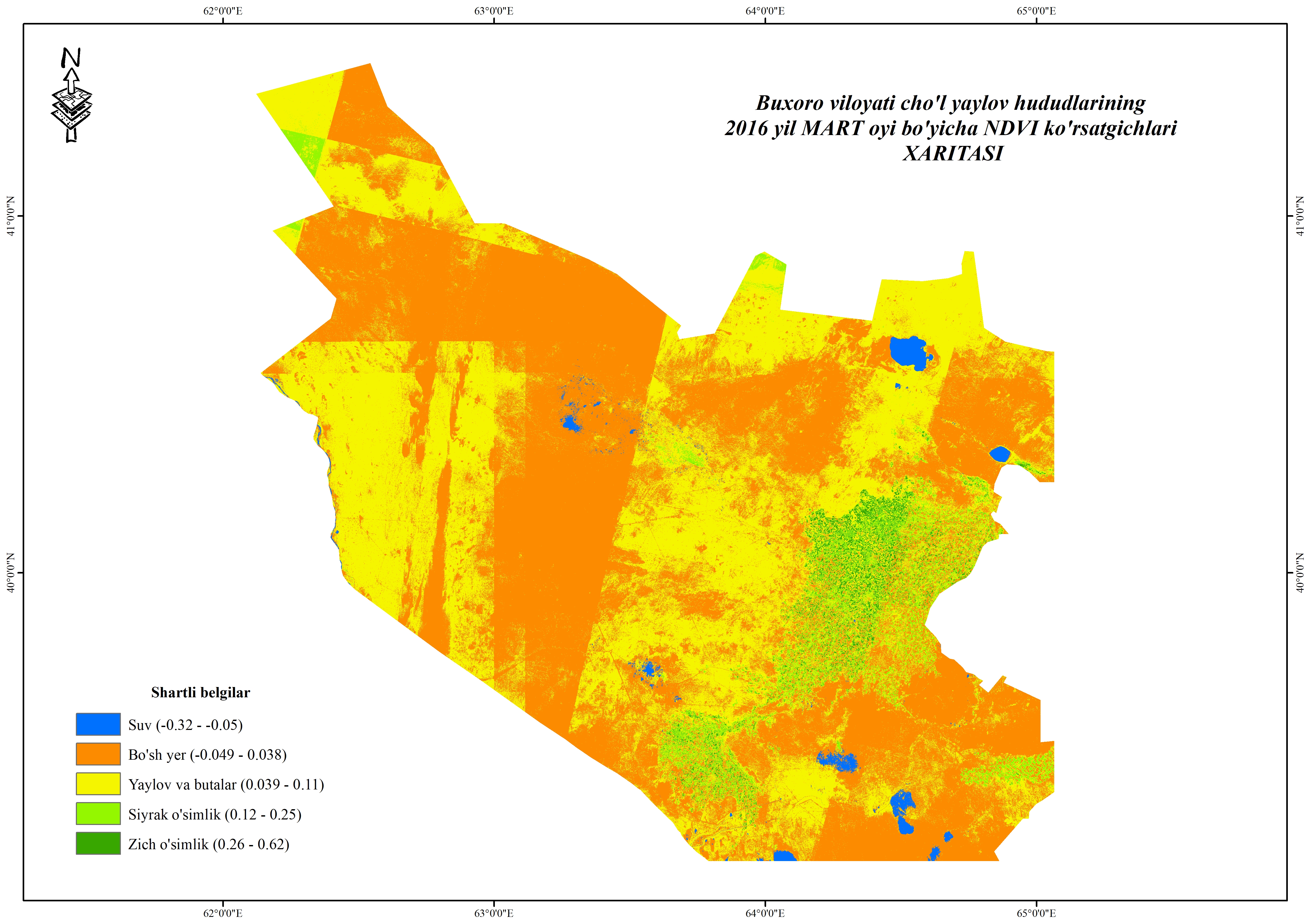 Buxoro viloyatining cho'l yaylov yerlarining 2016-2023 yillar NDVI ko'rsatgichlar monitoringi